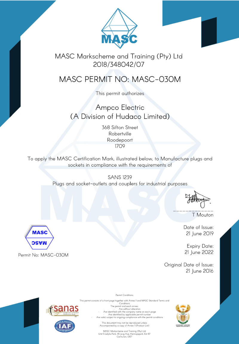 ampco electric masc certification